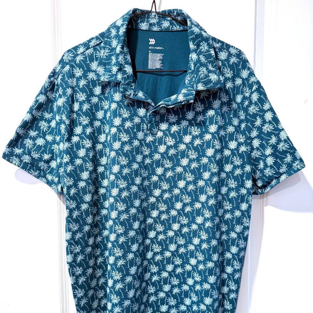 All in Motion Men's Supima Cotton Printed Polo Shirt Navy Blue XL